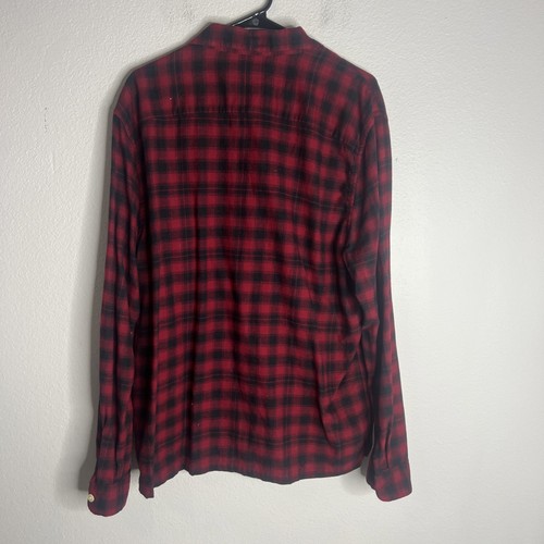 Camisa de franela para hombre ALL SAINTS XL mezcla de lana roja a cuadros con botones chaqueta bordada - Imagen 4 de 8