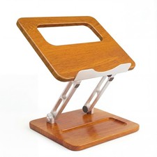 Ergonomic Adjustable Laptop Stand, Wooden  Metal Laptop Riser with Hollow He...