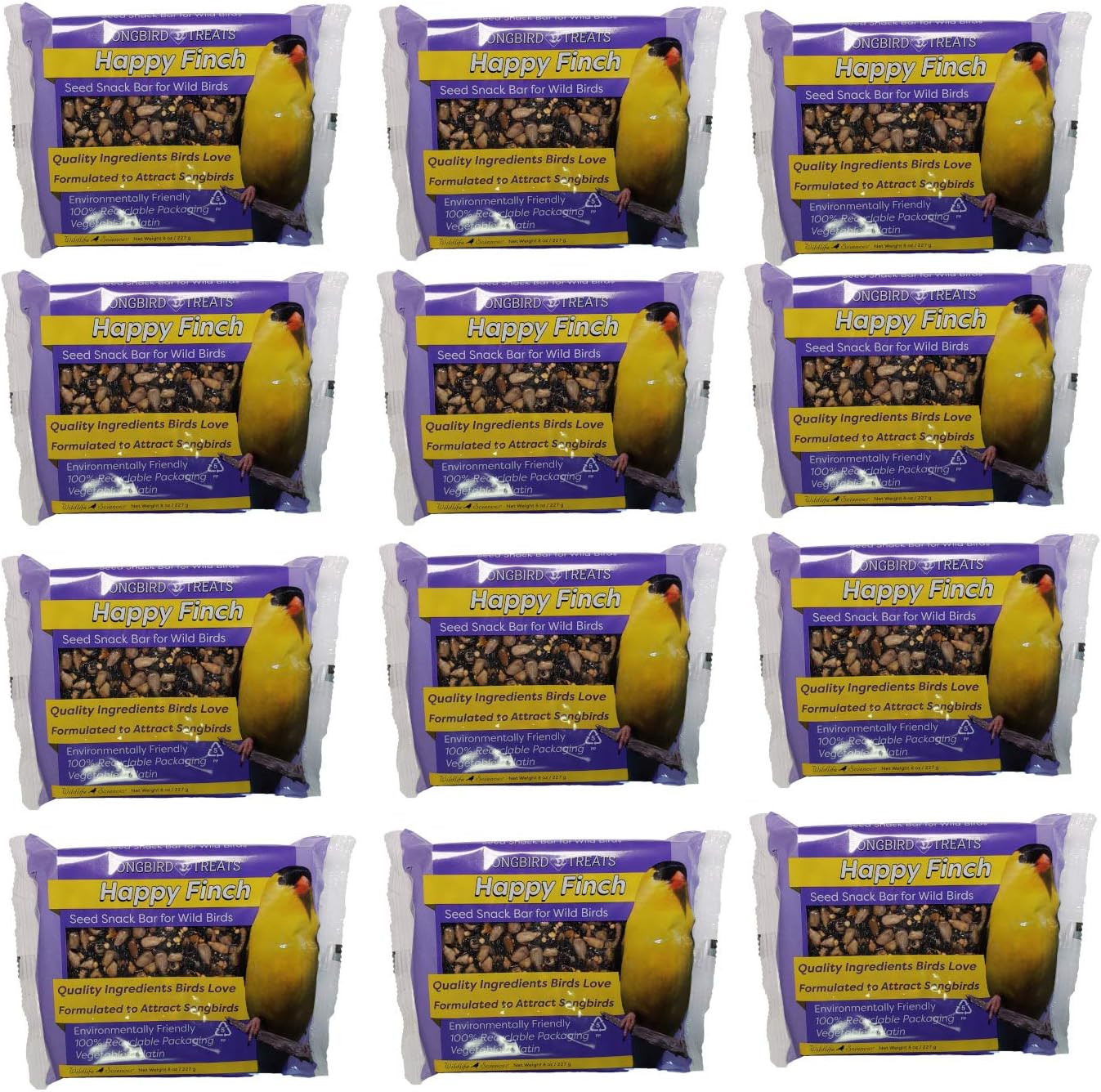 Wildlife Sciences Songbird Treats Seed Bars | 12 Pack of 8 Oz Bird Seed Cakes fo