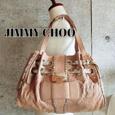 Jimmy Choo Ramona Python Leather Shoulder Tote Bag Beige Brown Auth