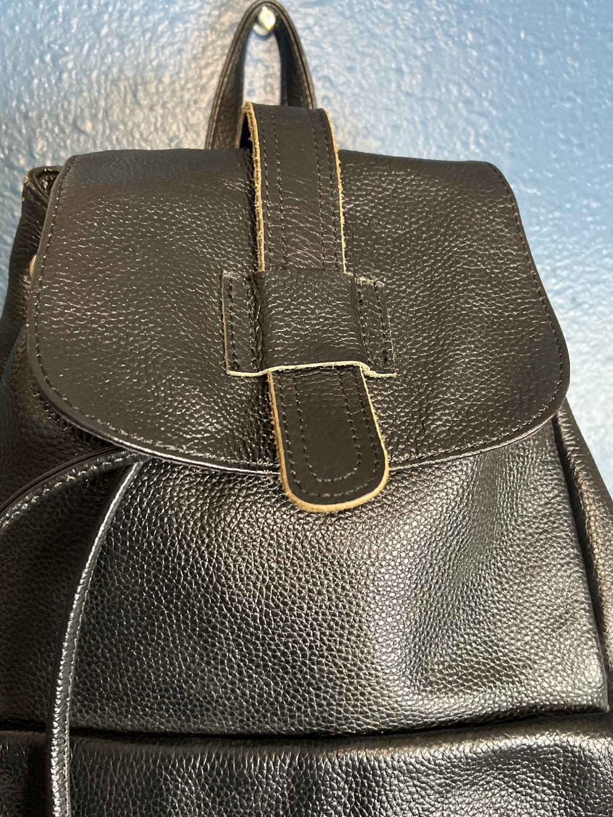 Black Pebbled Leather Backpack - image 4