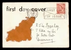 DR WHO 1964 GB GUERNSEY FDC QEII HAND PAINTED MAP CACHET w30779