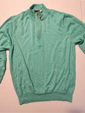 Donald Ross Men's Half-Zip Sweater in Aquamarine-Large