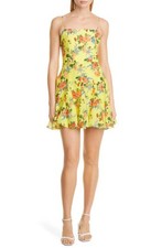 Alice + Olivia Ginny Floral Sleeveless Minidress in Floral Express Lemon Sorbet,
