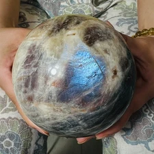 4.62LB Natural Moonstone Ball Quartz Crystal Polishing Ball Healing Decoration