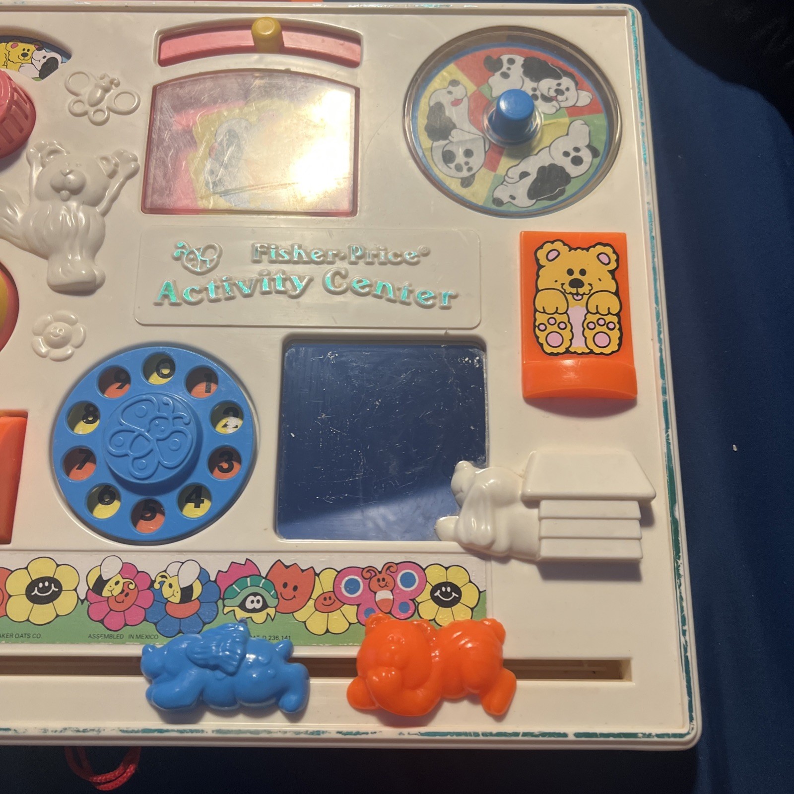 Vintage 1973 Fisher-Price Activity Center Baby Busy Board Crib Toy Puppies 1973