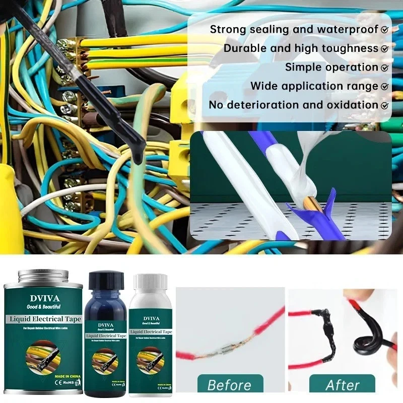 Waterproof Liquid Electrical Tape Insulating Wire Cable Repair Quick Dry Sealant - Image 2 of 4