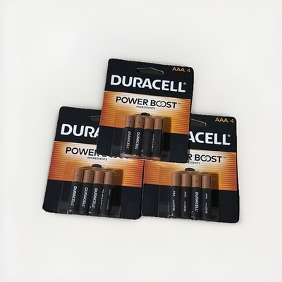 LOT OF 3 Duracell AAA Batteries Alkaline Batteries Long Lasting 3x4=12 in Total