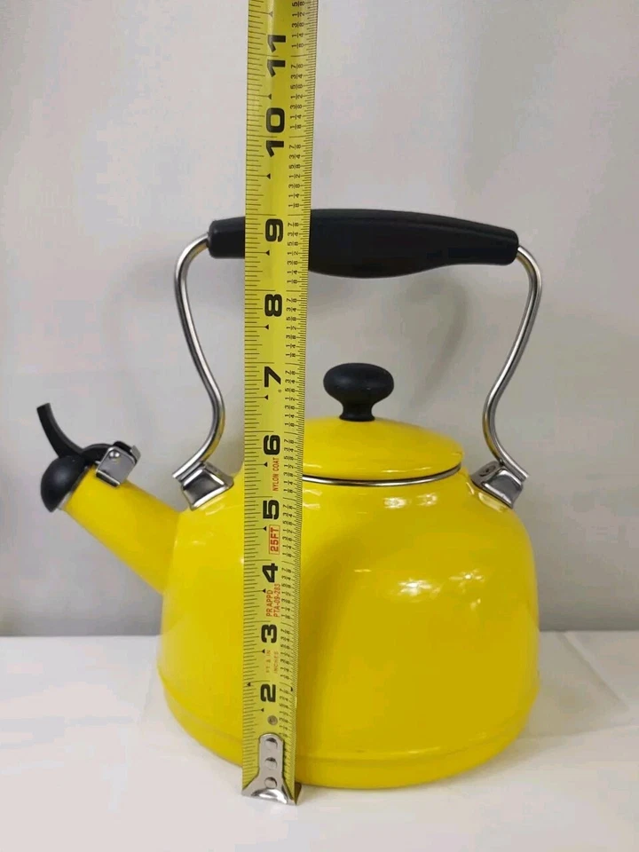 Chantal黄色珐琅带不锈钢吹口哨茶壶茶壶厨房 — 第 3/4 张图片