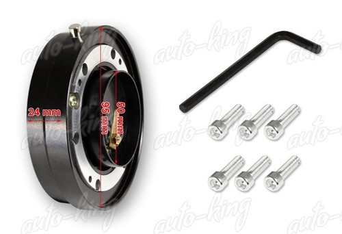 UNIVERSAL JDM 6-HOLE 1" THIN STEERING WHEEL BLK QUICK RELEASE