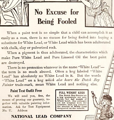 Dutch Boy NLC Lead Paint 1908 Advertisement Painting No Excuse For Fool DWNN25