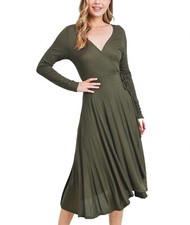 LULU’S Dress XS Women's Forest Green Wrap Around Dress Casal Mini Dress XS