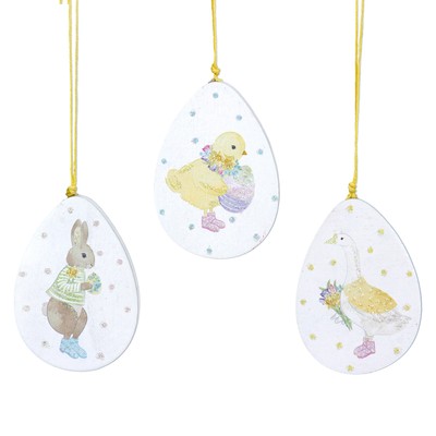 Ostern Hängedeko Gisela Graham Hase Kaninchen Küken Gans Holz hängend DE