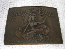 Vintage Anheuser Busch Original Budweiser Beer Curved Brass Belt Buckle