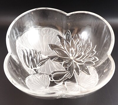 Studio Nova Lotus Blossom Lily Pad 9 1/2'' Salad Bowl Glass Frosted Leaves