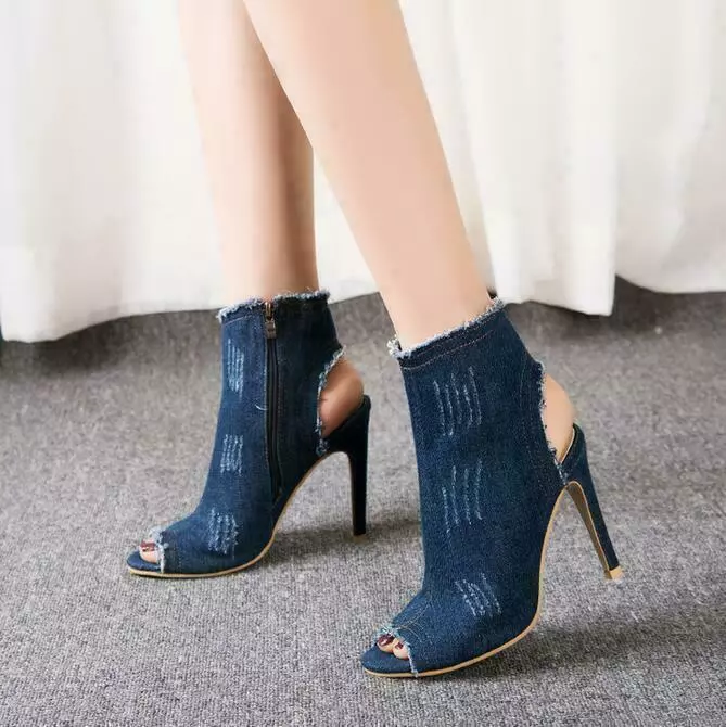 Jeans with open toe cheap booties
