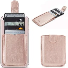 Leather RFID Blocking Phone Credit Card Holder Stick On Back of the Phone