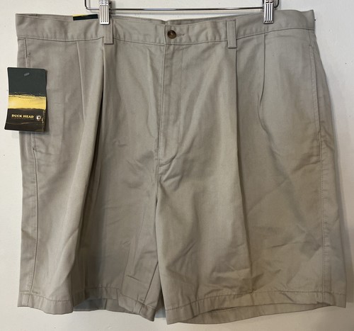 Neu DUCK HEAD khaki 7,5" plissierte Chino Shorts 42 neu mit Etikett