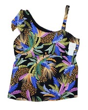 Raisins Curve 22W Plus Size Swimwear Marita One-Shoulder Tankini Top NWT
