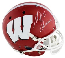 Melvin Gordon Signed Badgers Schutt Full Size Red & White Helmet -