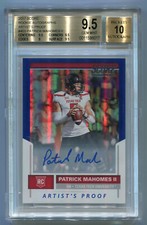 PATRICK MAHOMES II 2017 Score #403 RC ARTIST'S PROOF AUTO 26/35 BGS 9.5