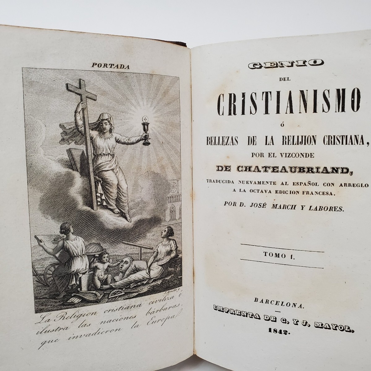1842 The Genius of Christianity Vol I by Viscount de Chateaubriand