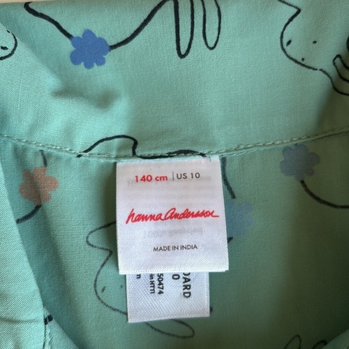 Hanna Andersson Green Cotton Tale Bunnies Poplin Pajama Set Kids Size 10 - Picture 3 of 16