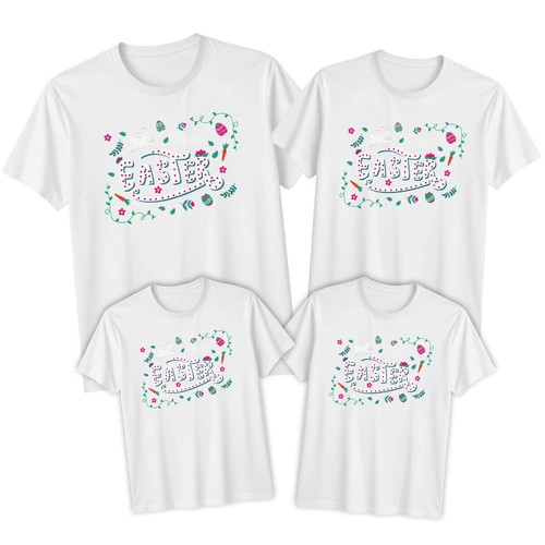Family Whimsical Bunny Happy Easter T-Shirt Tee Cute Festival Holiday Party #ED - Picture 22 of 24