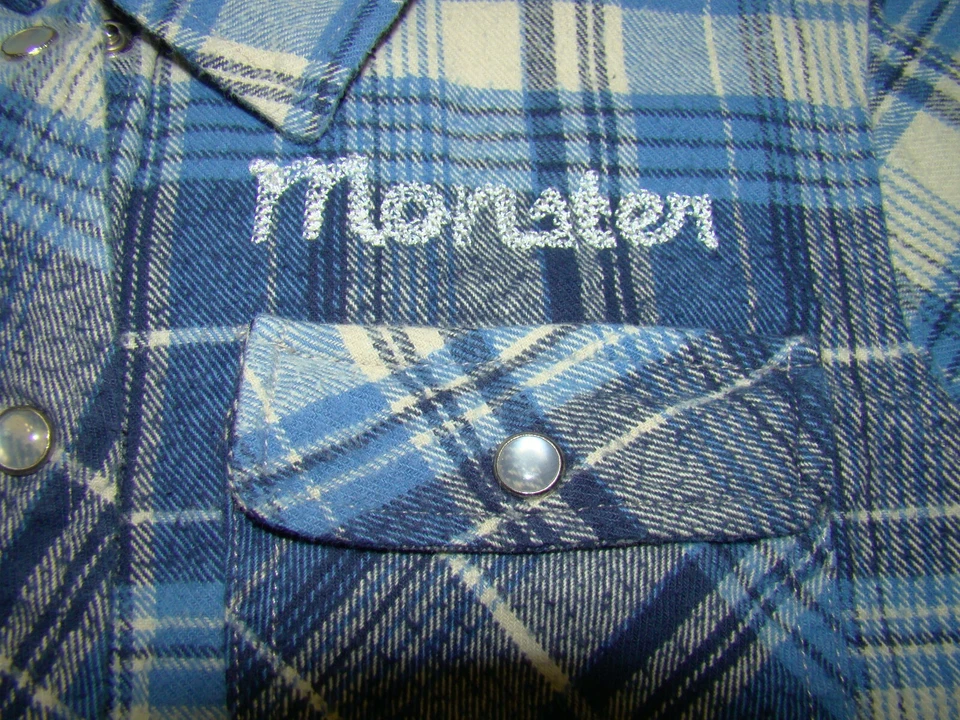 Monster Republic Boys 6 Freedom from Above Skull Blue Plaid Flannel Snap Shirt - Image 4 of 4