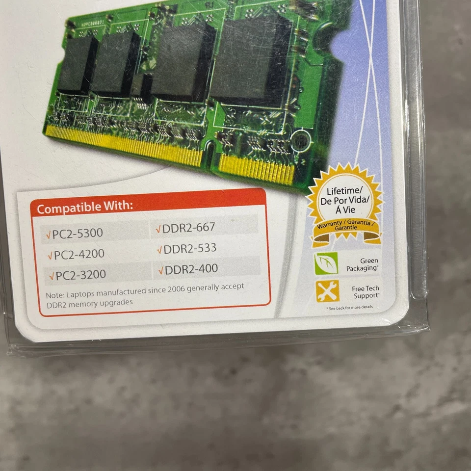 Centon Notebook Memory Upgrade Memory Power 2GB DDR2-667/533/400 New Sealed - Image 2 of 4