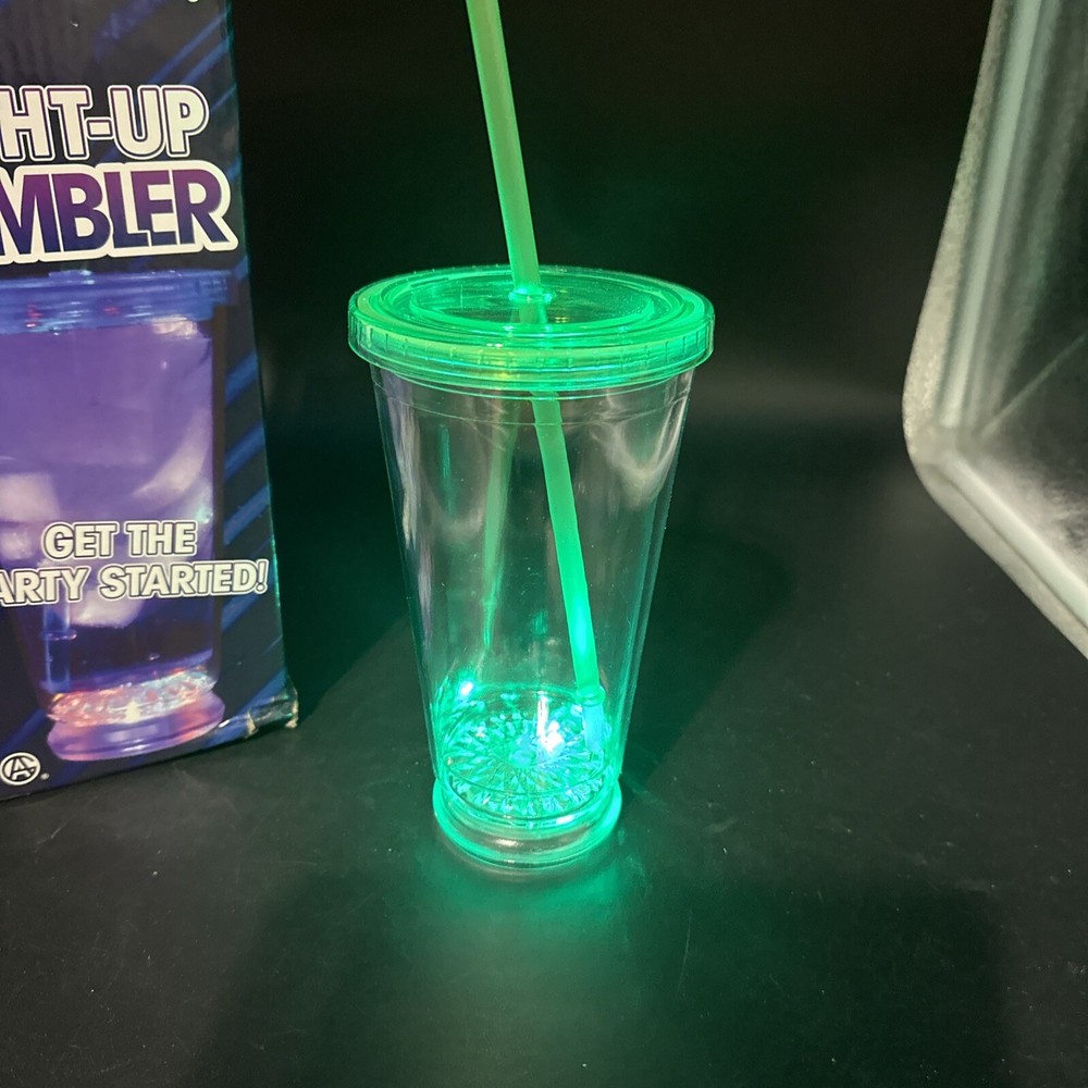 16 Oz Glow-in-the-Dark Green Tumbler with LED Lights