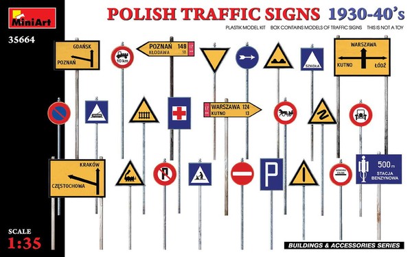 Miniart 35664 1:35 Polish Traffic Signs 1930-40'S Plastic Model Kit-image