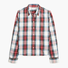 New J Crew Factory Modern Tartan Button Down Shirt Women Size M