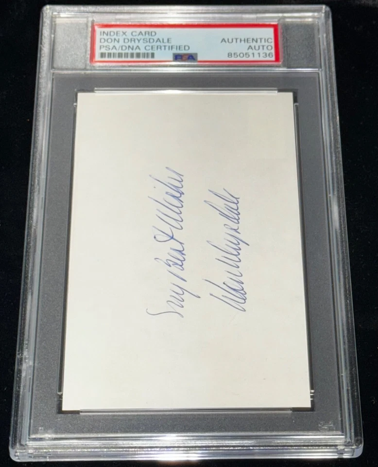 Don Drysdale "My Best Wishes 1962 Cy" Autographed Signed 3x5 Auto index card PSA - Image 2 of 3