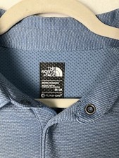 THE NORTH FACE Mens Snap Front Heathered Blue S/S FLASH DRY Polo Shirt SZ M