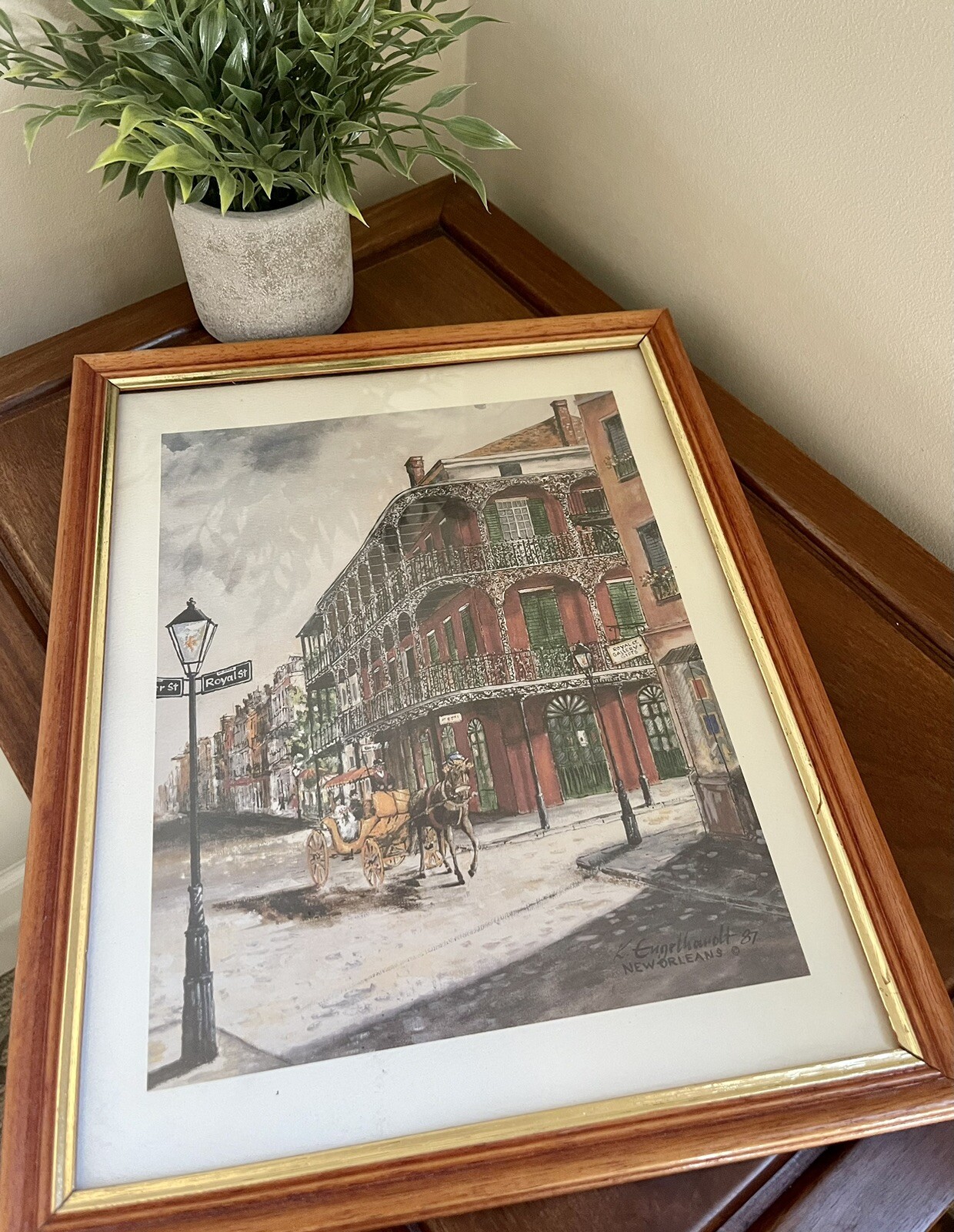 K. Engelhardt Vintage Print, New Orleans, Framed, 8 1/4" x 10 1/2