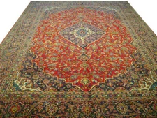 10x14' Red Hand-knotted Perssiaan Tabreez Rug 7080