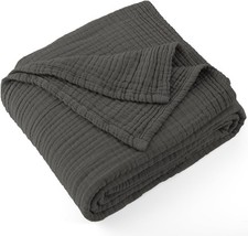 100 Cotton Muslin Throw Blanket 66" X 90" Twin XL Size  4-Layers Summer Gauze...