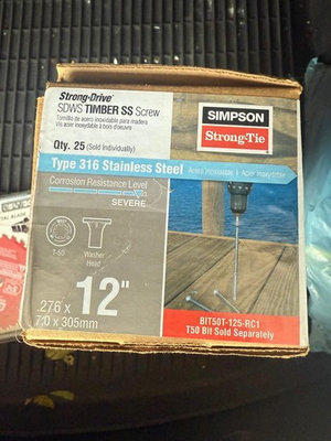 #ad #ad Simpson Strong Tie SDWS Timber Screws 12quot; x .276quot; Exterior Grad. Qty.25 T 50 $150.00