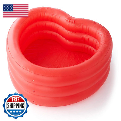 Ban.Do Red Heart-Shaped Inflatable Swimming Pool Large Blow Up Pool Fits 2-3