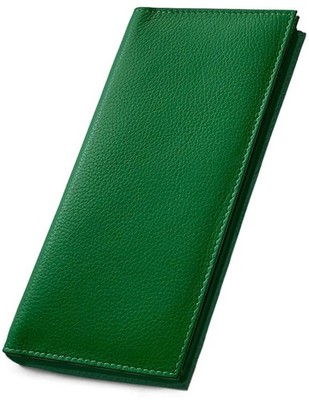 123 Cheap Checks Emerald Green Basic Genuine Leather Checkbook 