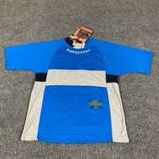 VTG Maneuvers T Shirt Boys Large Blue Colorblock Baseball Tee Retro Deadstock