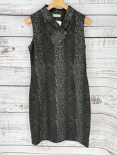 Calvin Klein Black Grey Snakeskin Animal Print Sheath Dress 12 Sleeveless Career