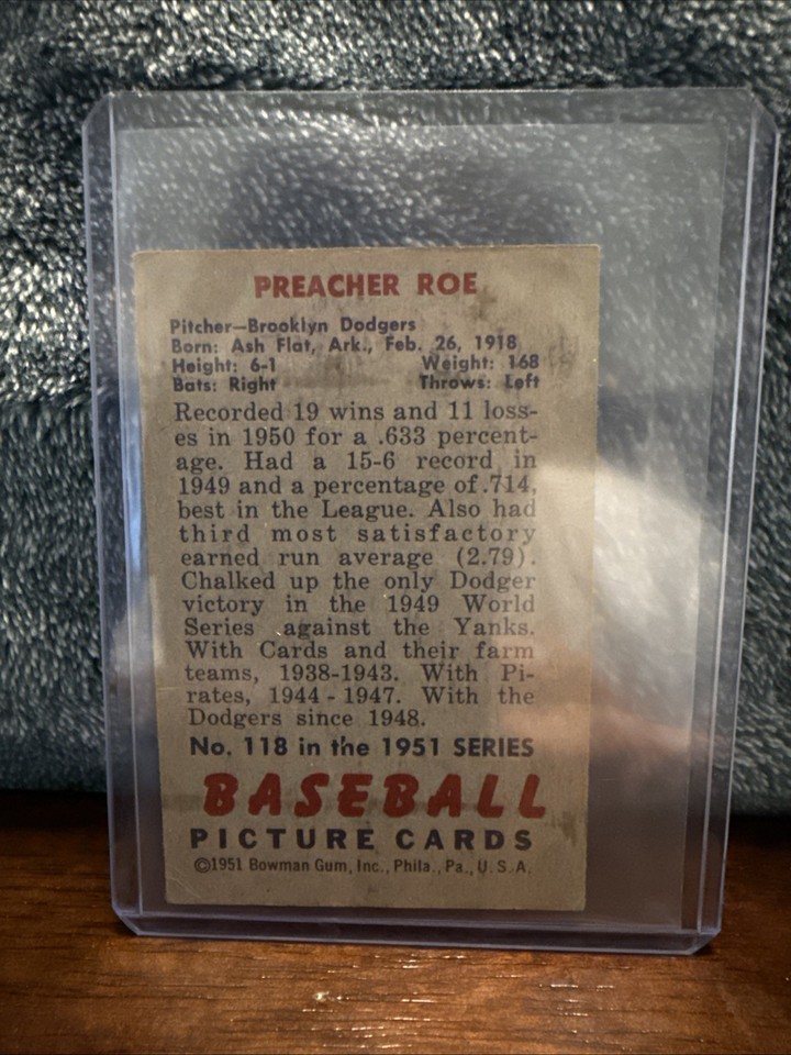 Lot 5 1951 Bowman Pee Wee Reese, Warren Spahn, Preacher Roe, Kluszewski ...