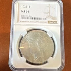 1925 Peace Silver Dollar $1 Philadelphia NGC MS64 Business Strike KM#150