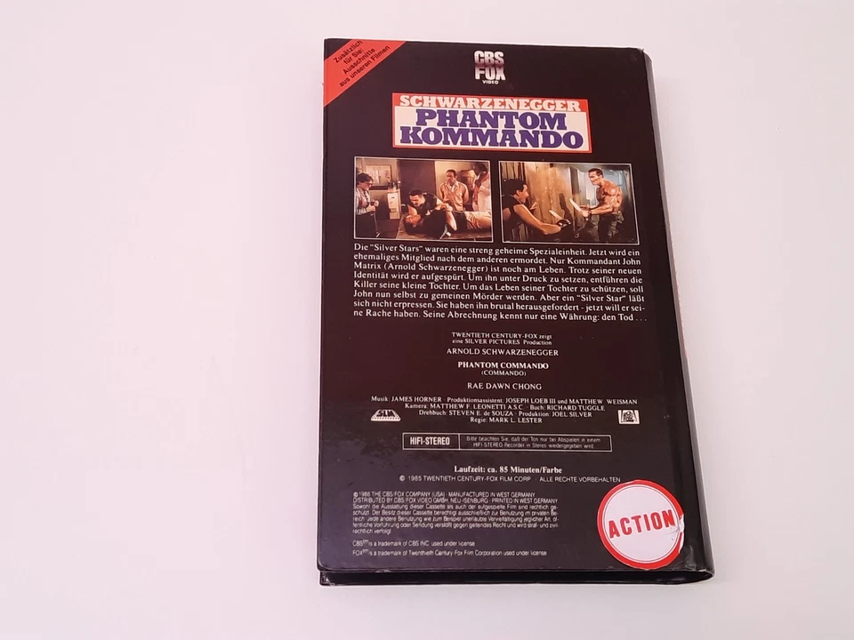 Phantom Kommando 1985 VHS German PAL CBS Fox Video Hartbox Arnold Schwarzenegger - Bild 2 von 4