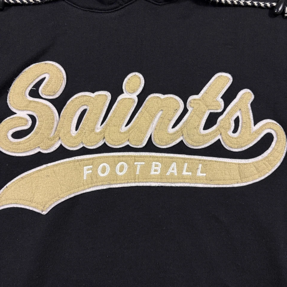 Vintage New Orleans Saints Hoodie Mens Medium Black Starter Football NFL Cotton - Image 2 of 4