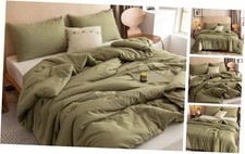 Queen Comforter Set 3pcs Bedding Sets Queen Comforter 90"x90" Olive Green