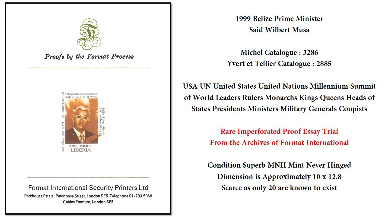 Liberia 1999 Proof MNH Michel 3286 Belize Prime Minister Said Wilbert Musa