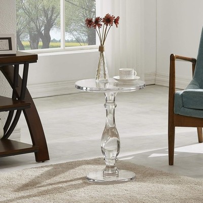 Acrylic End Table, Clear Side Table, Modern Coffee Table With Round Tabletop